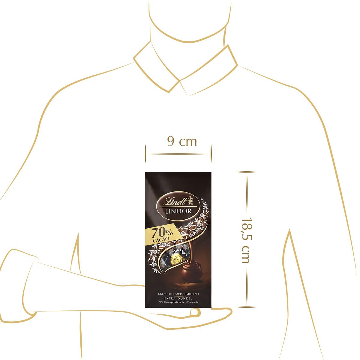 Lindor čokoládové kuličky 70% extra tmavé kakao | 137g sáček | Přibl. 10 kuliček jemné hořké čokolády s náplní rozplývající se v ústech | Čokoládový dárek | Čokoládový dárek