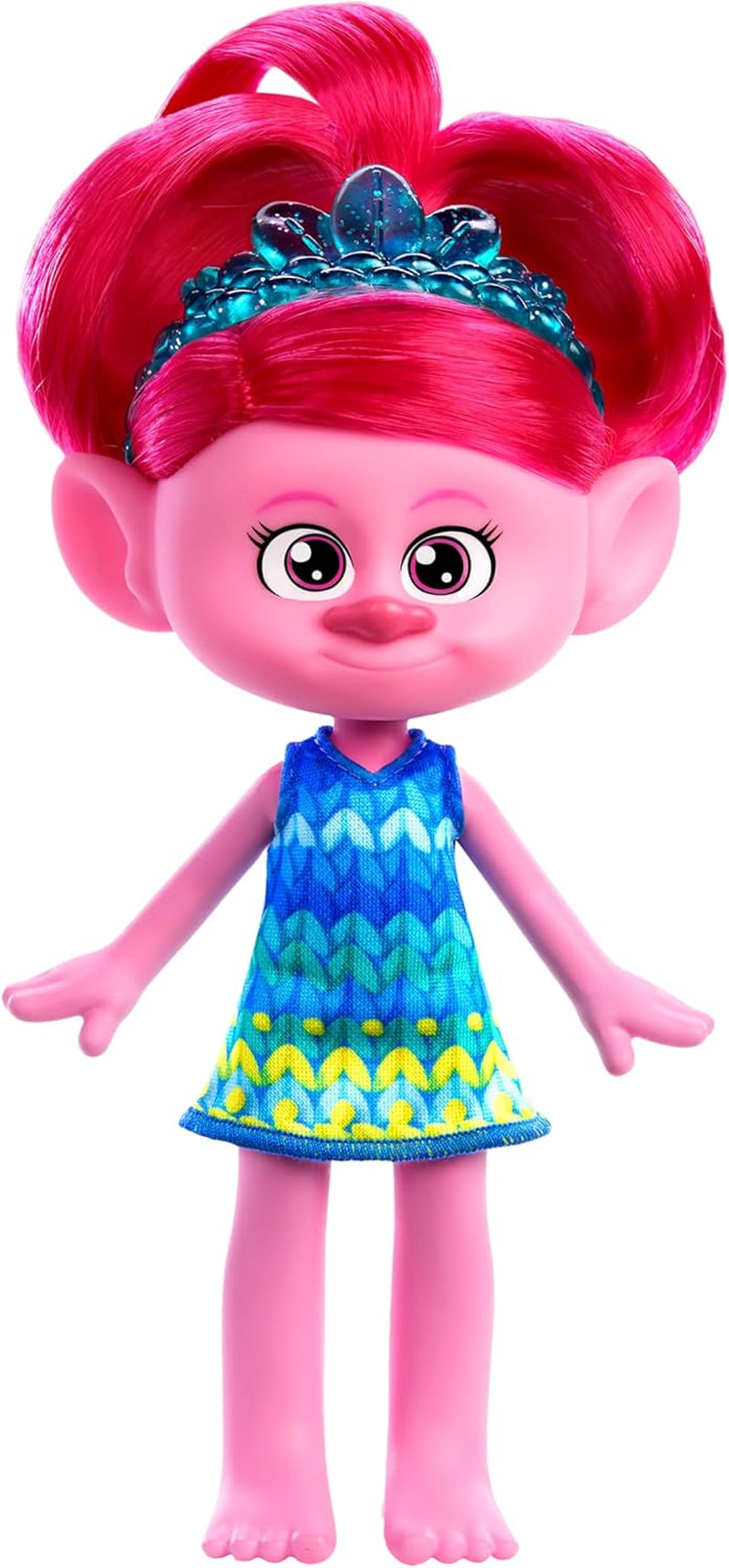 Mattel DREAMWORKS TROLS Gemeinsam Stark – Haarige Überraschungen Žinylková loutka s leuchtend blauem Haar zum Stylen, lila Stirnband, für Kinder ab 3 Jahren, HNF15
