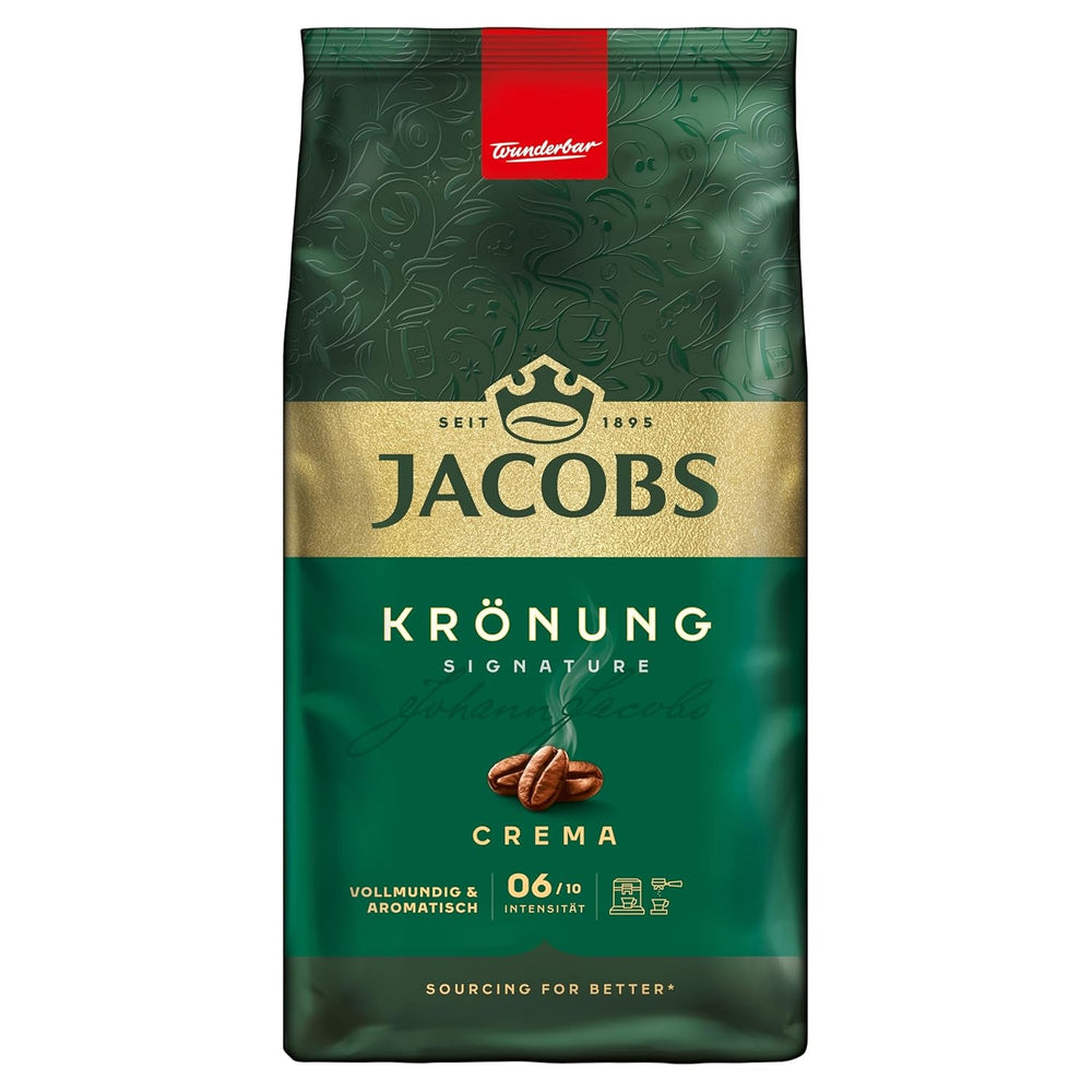 Jacobs Café Crema Gold Kaffeebohnen 1 kg – Vollmundig, Aromatisch, Fruchtige Notes, Arabica & Robusta Bohnen, Intensität 5/10, Ideal Für Café Crema Naty Shop Krönung Crema 1 kg