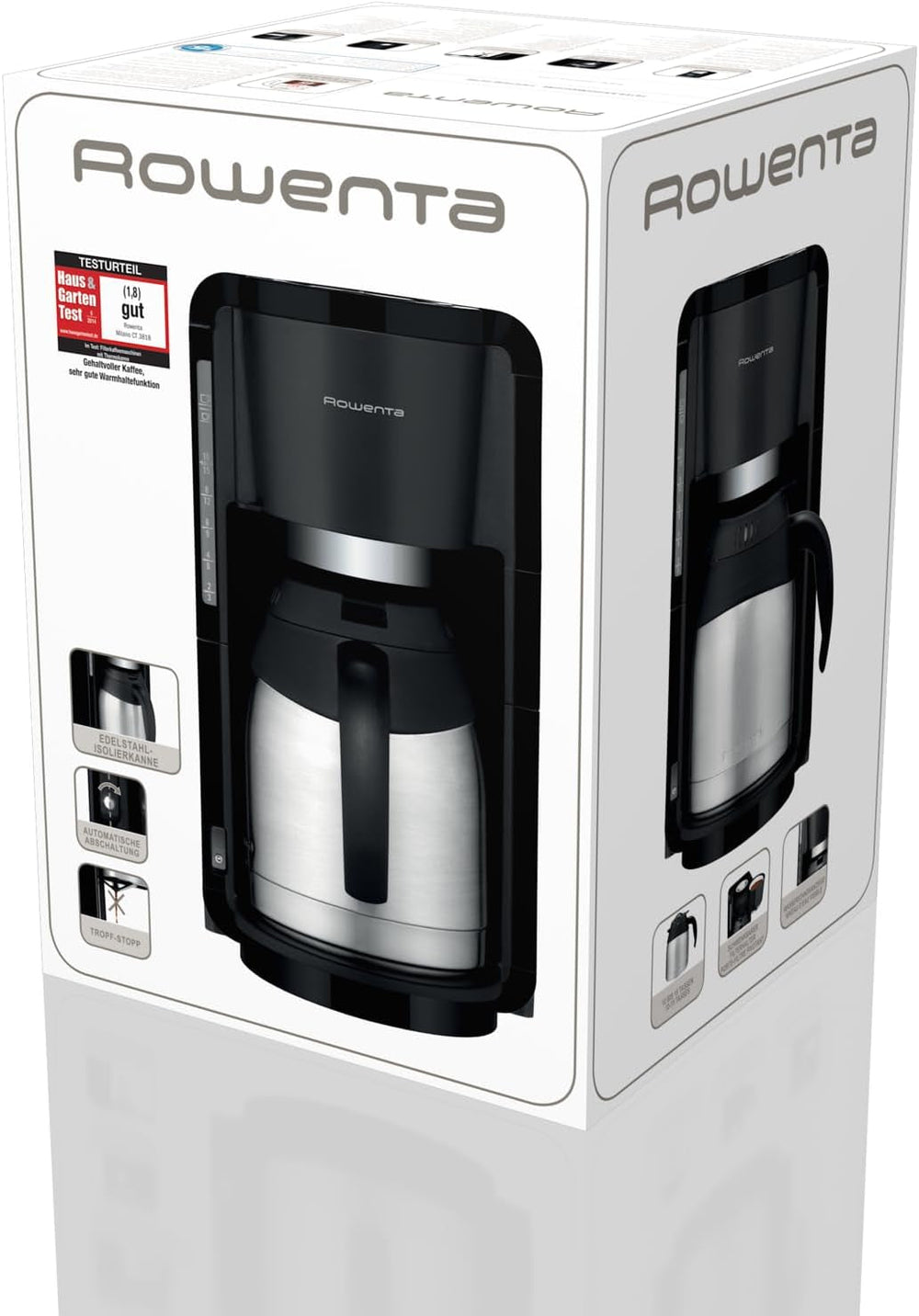 Espressor cu filtru Rowenta Adagio, carafă termică din oțel inoxidabil, menține cafeaua caldă până la 4 ore, capacitate 10-15 cești, capacitate 1,25 l, coș filtru detașabil, oprire automată, negru, CT3818