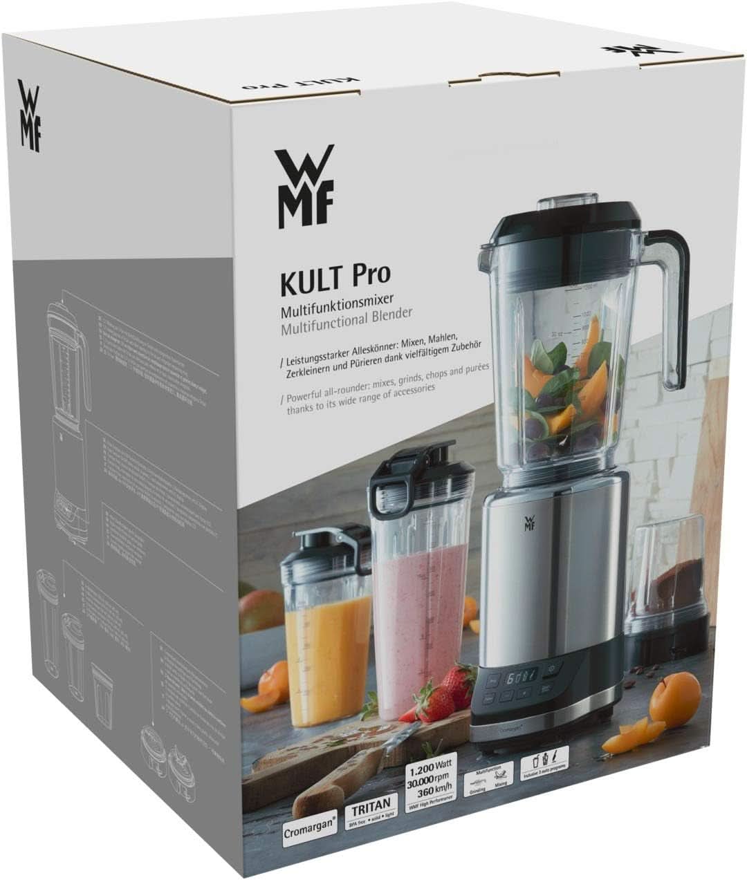 WMF Kult Pro Multifunktionsmixer Hochleistungsmixer, 30 000 U/Min, Smoothie Maker, Standmixer, Ice-Crush Funktion, 4 Mixbehälter Inkl. Togo-Verschluss Kitchen Naty Shop