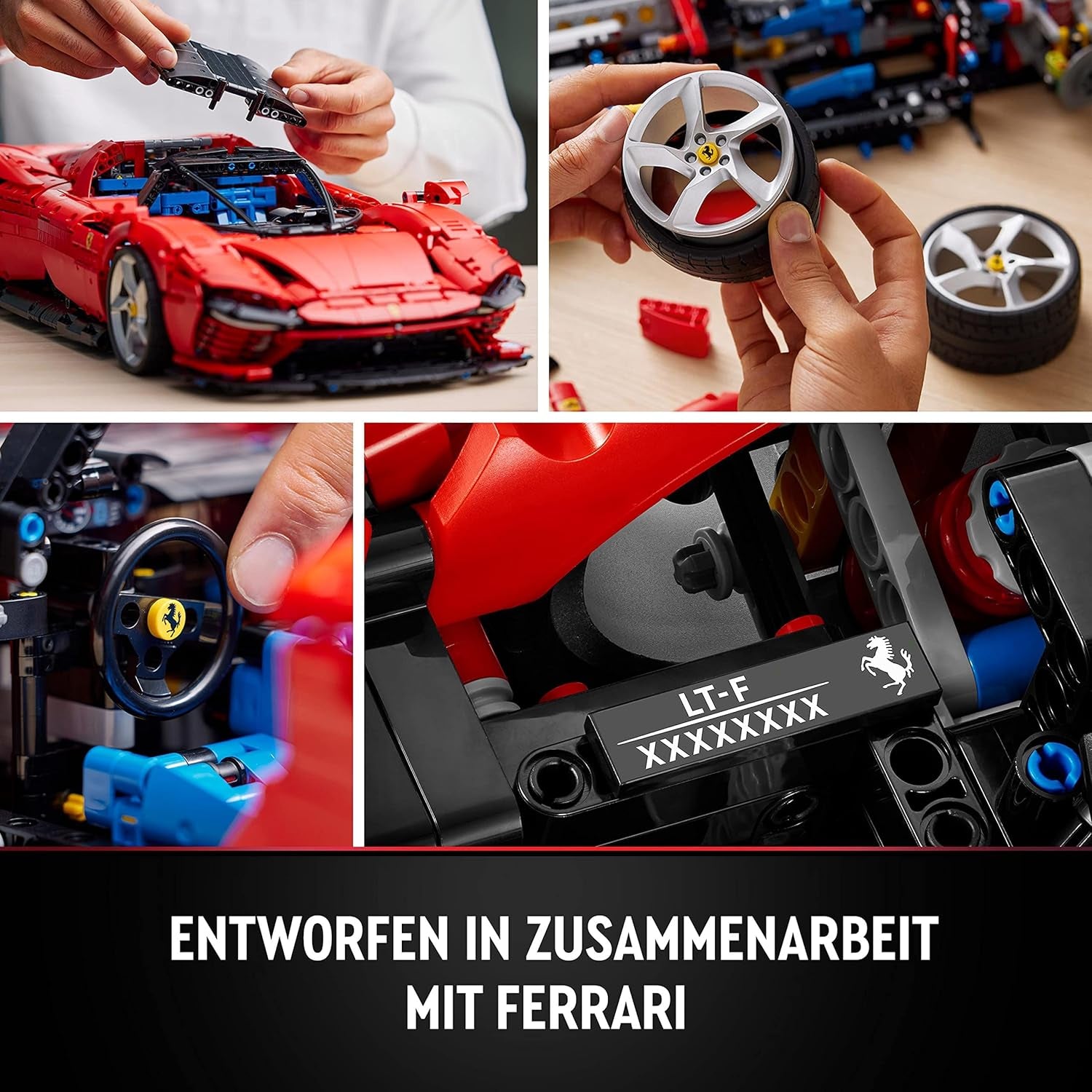 Stavebnice LEGO Technic Ferrari Daytona SP3 v měřítku 1:8, červený supersportovní vůz, rozšířený sběratelský předmět modelu auta, konečný koncept auta 42143 Stavebnice Besuche den LEGO-Store