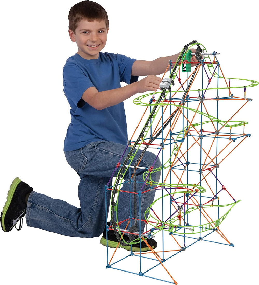 Horská dráha K'NEX 51438 Typhoon Frenzy, model 2 v 1, barevná stavebnice pro chlapce a dívky, 19 nožní hračka, 640dílná dětská stavebnice pro děti od 9 let