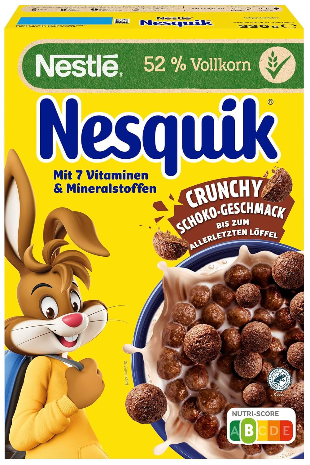 Nesquik Nestlé Nesquik Crunchy Breakfast, Cereálie s čokoládou a celozrnnými výrobky, 1 balení (1 x 330 g)