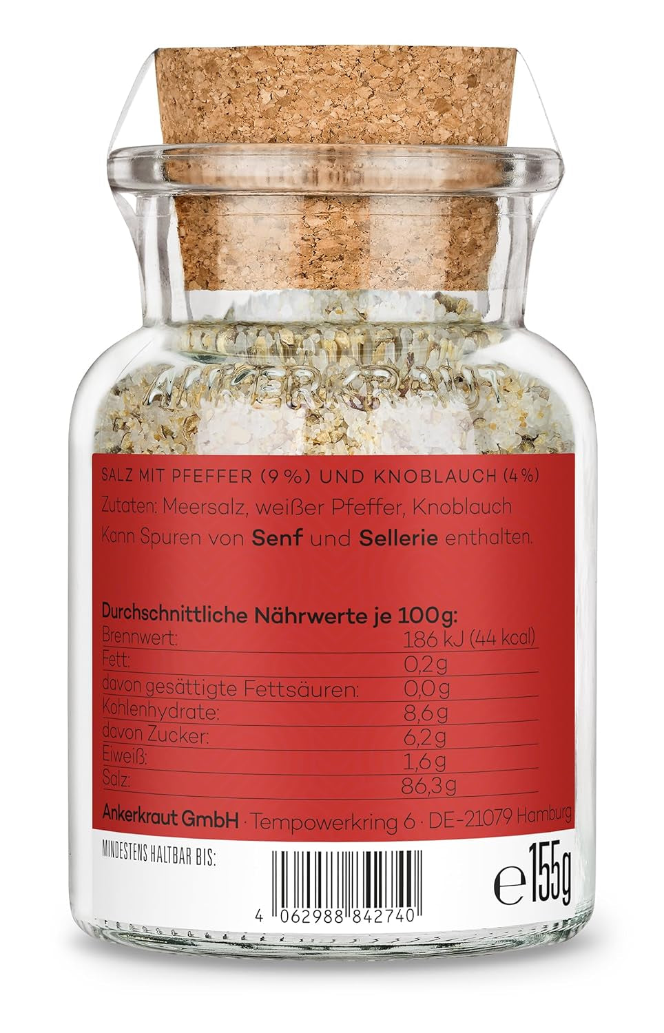 Ankerkraut "Merry Crisis" Anlass-Gewürz, Aioli Pfeffer Salz zum Verschenken, Gewürz Geschenk mit Knoblauch, 155 g v Corkenglas