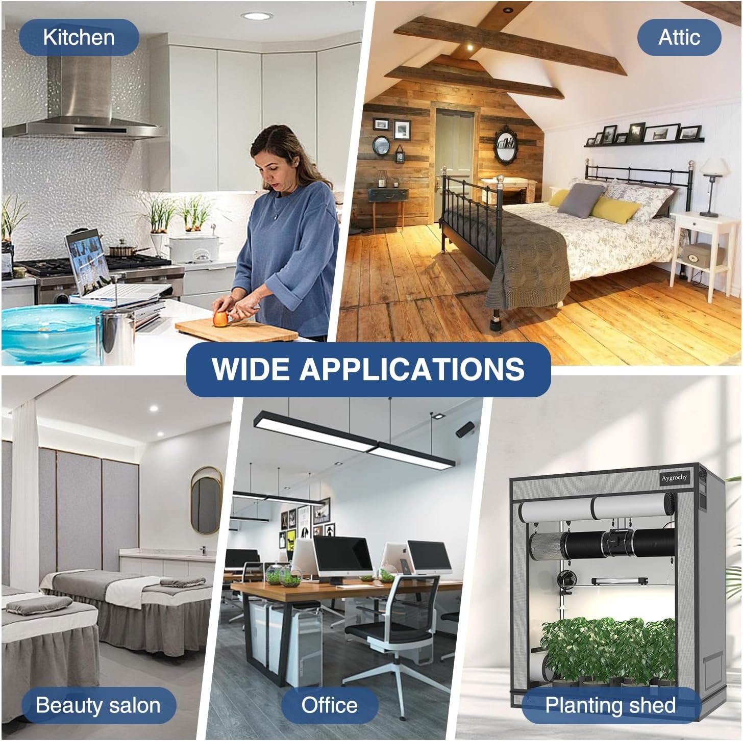 Aygrochy 200mm 70W nastavitelný potrubní ventilátor EC motor Odsávací ventilátor pro vytápění, chlazení, posilovače, pěstební stany, hydroponii, domácnost, ventilaci a výfukový ventilátor.