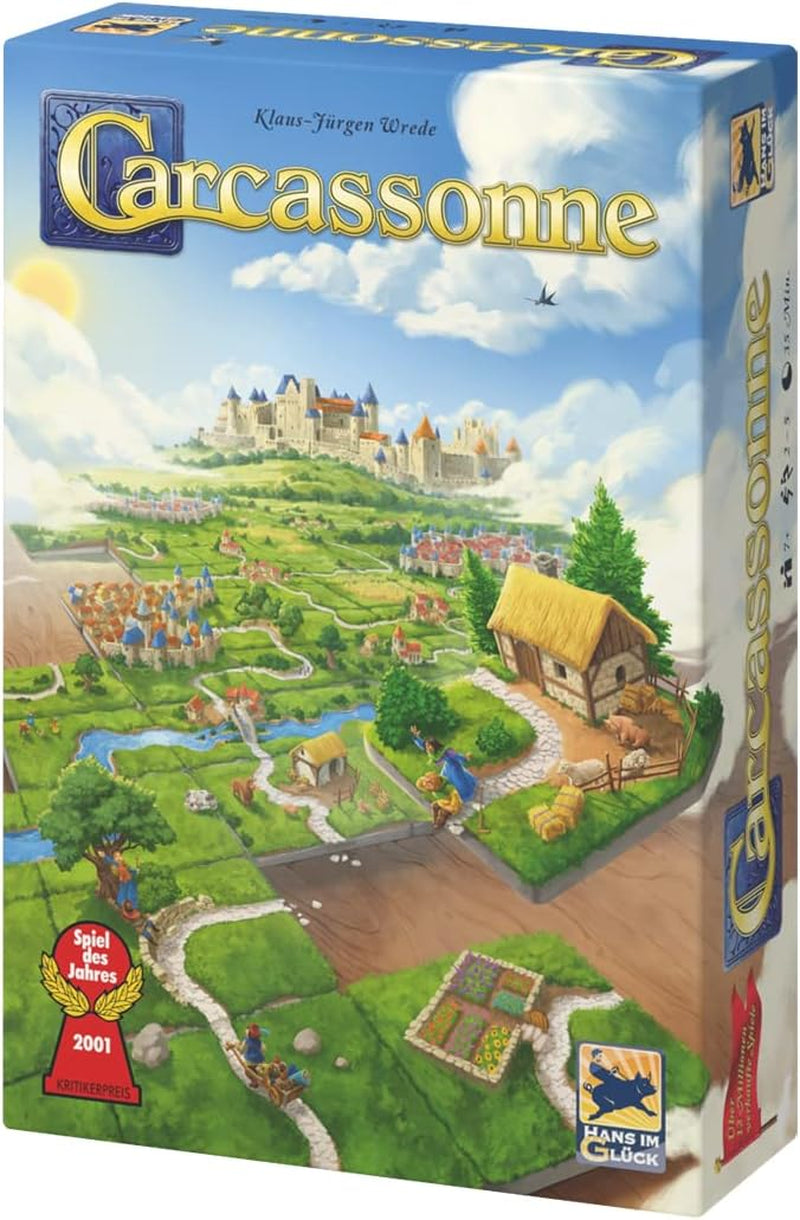 Hans im Glück, UNbox Now, Carcassonne V3.0, základní hra, rodinná hra, hra roku 2001, 2–5 hráčů, věk 7+, 35 minut hraní, německy