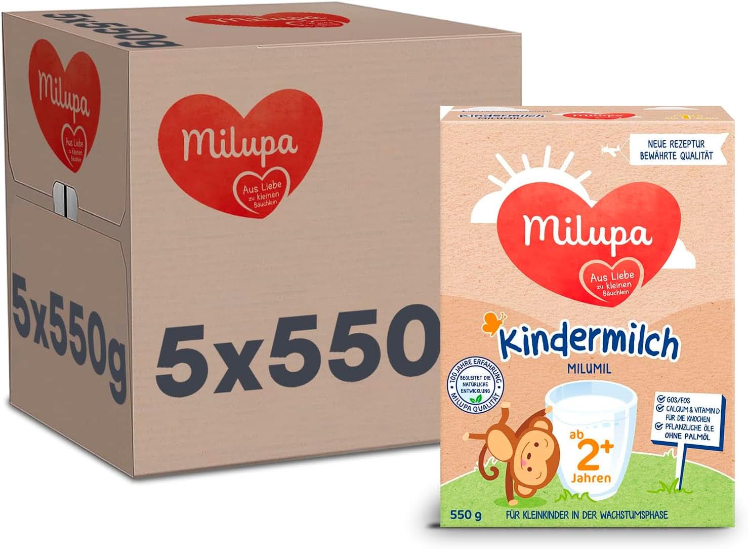 Milupa Mléko pro děti Milumil 1 plus - od 1 roku - pro malé děti v růstové fázi - doprovází přirozený vývoj - 5 x 550 g prášku Matka a dítě Naty Shop Milupa Milumil mléko pro děti 2+ 5 x 550 gramů
