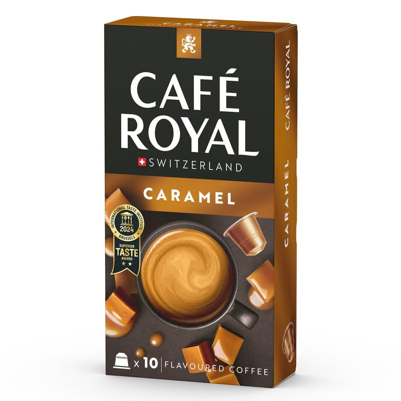 Café Royal Caramel Flavoured Kaffee – Nespresso®-kompatible Kaffeekapseln, cremig, helle Röstung, 100 % Arabica, Rainforest Alliance, 100 Kapseln
