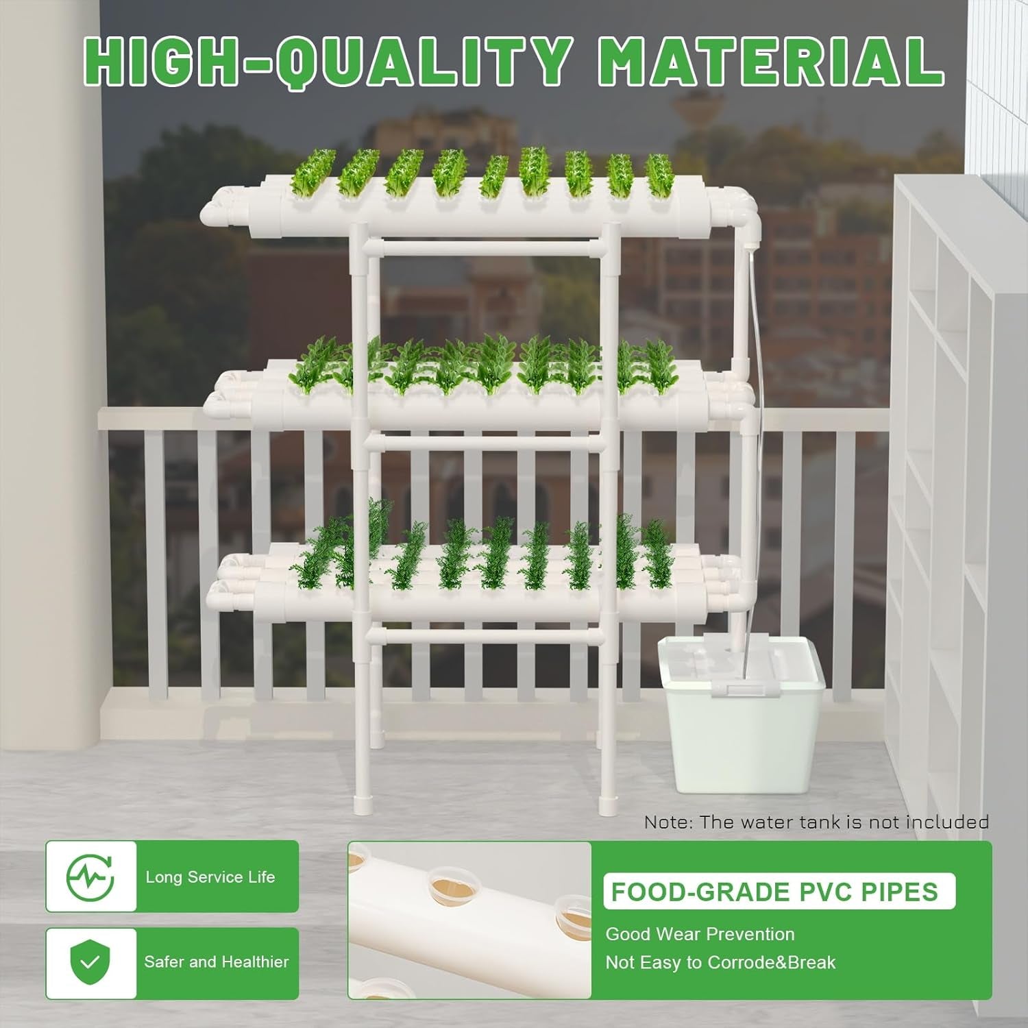 Sada pro hydroponické pěstování a hydroponický systém - Bezpůdní systémy pro pěstování rostlin | Obsahuje vodní čerpadlo | Časovač | Hydroponický systém pěstování zeleniny na vodní bázi (3 vrstvy, 108 míst)