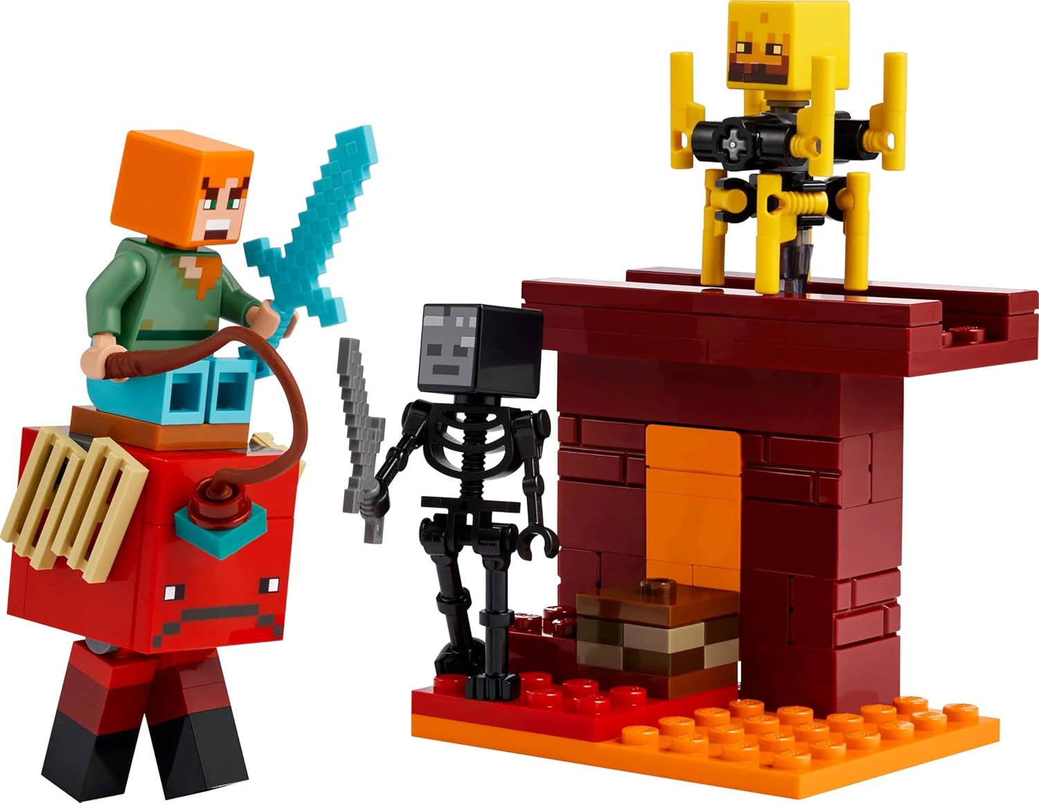 LEGO Minecraft Lava Duel of the Deep, Hračka pro fanoušky videoher, Pevnost s minifigurkami včetně Alex, Skeleton Wither, Lohe a Strider, Dárek pro dívky a chlapce 6 let staré 21266 Stavebnice Beuche den LEGO-Store