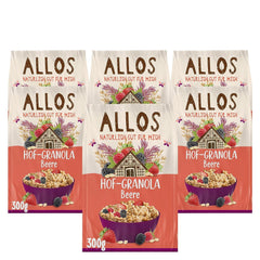Allos Hof Granola s ovocem | Bio müsli | Müsli s ovocem | Křupavé müsli | Cereálie k snídani | Balení po 6 (6 x 300 g), 1 kus (balení po 6)