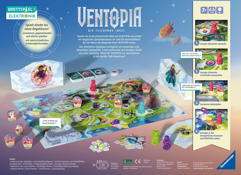 Ravensburger 24582 Ventopia – elektronická stolní hra Flying Island pro děti od 7 let pro 1 až 4 hráče