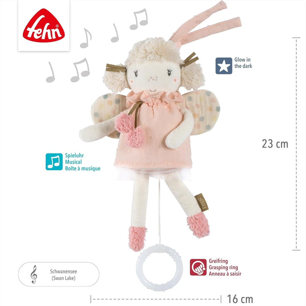 Fehn mini music box fairy - jucărie de pluș și ajutor pentru somn: cutie muzicală cu vânt cu melodia moale "Lacul lebedelor" liniștește în orice situație - pentru bebeluși și copii mici de la 0+ luni Jucarii Bebe Naty Shop