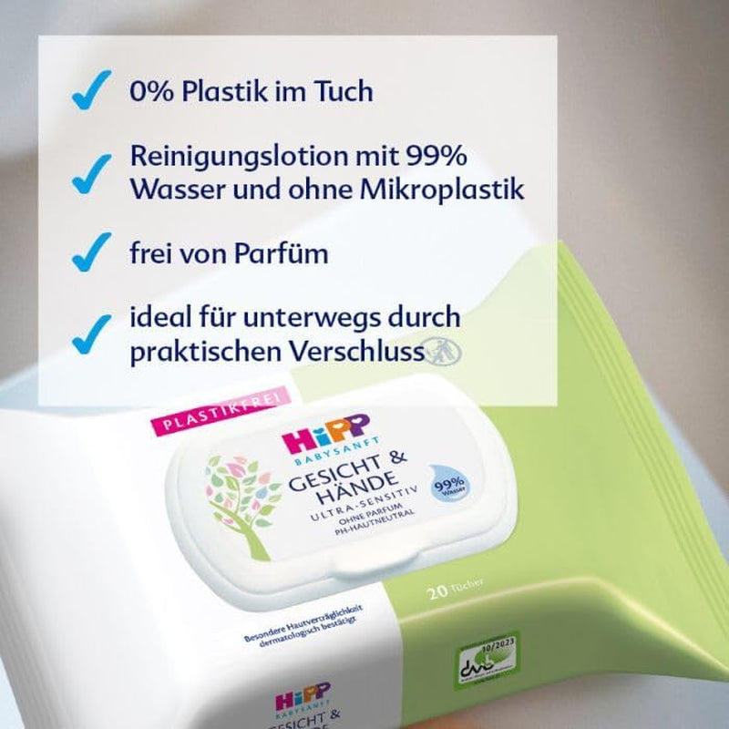 HiPP Baby měkké vlhčené ubrousky na obličej a ruce, balení 12 (12 x 20 kusů)