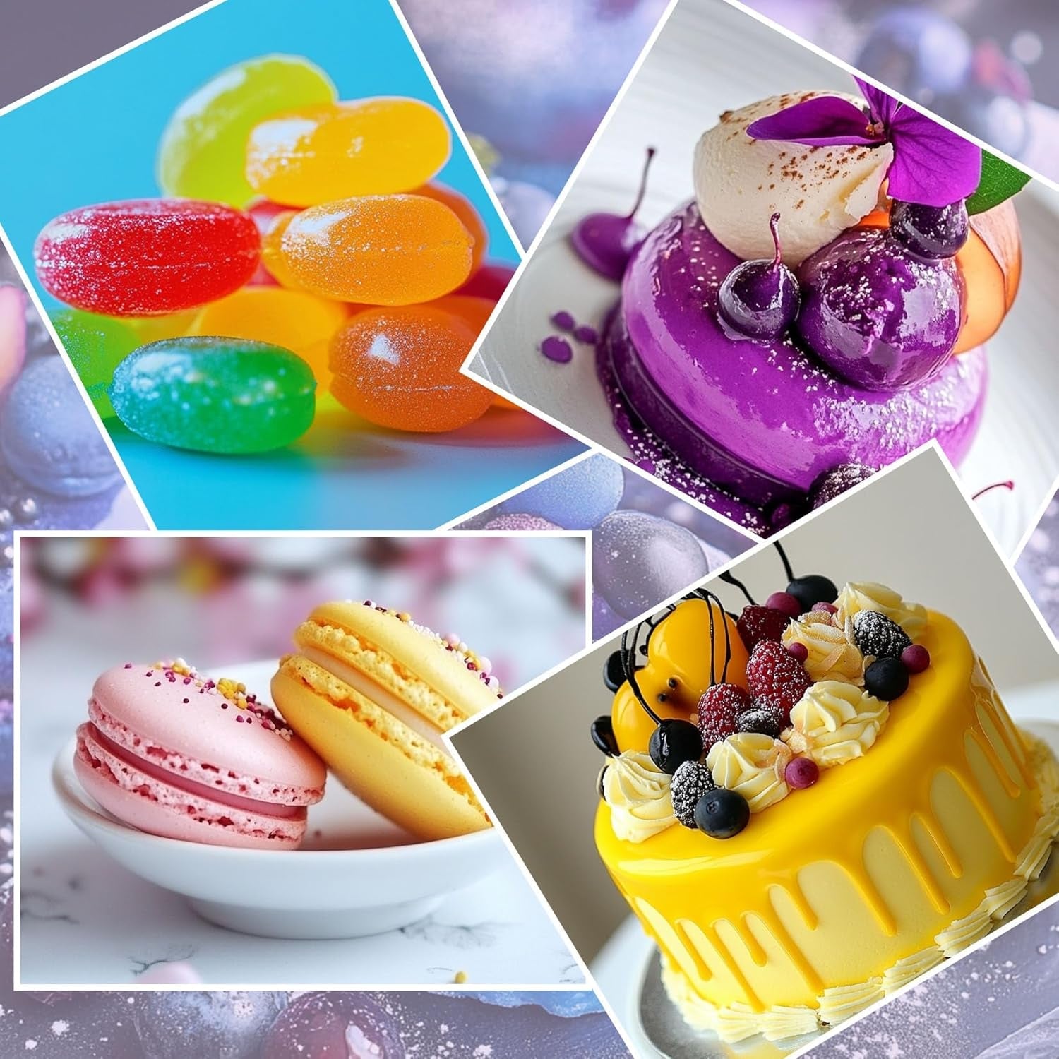 Colorant alimentar pudră - Set de 10 coloranți alimentari, Colorant alimentar pudră concentrată, Colorant alimentar pentru decorarea prăjiturilor, glazură, copt - 5G