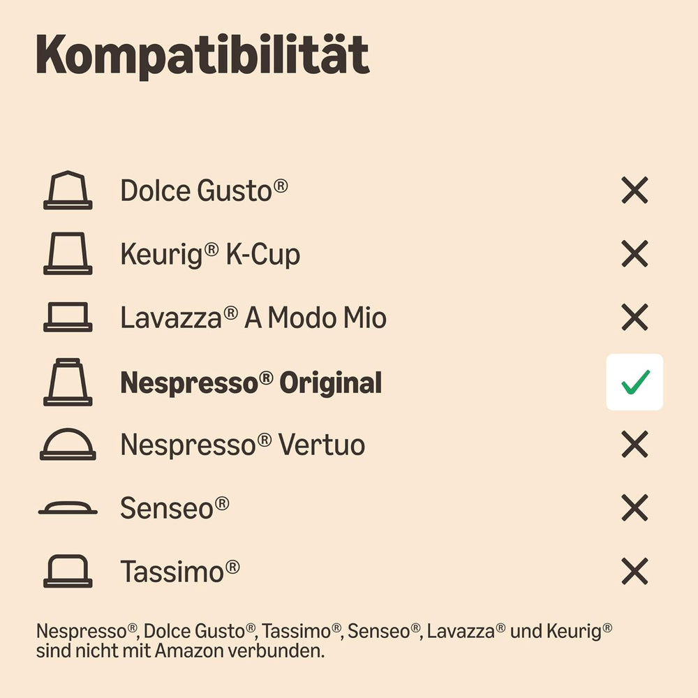 by Amazon Lungo Kaffee-Kunststoffkapseln, Nespresso-kompatibel, 20 Stück, Packung mit 1 – Rainforest Alliance-zertifiziert