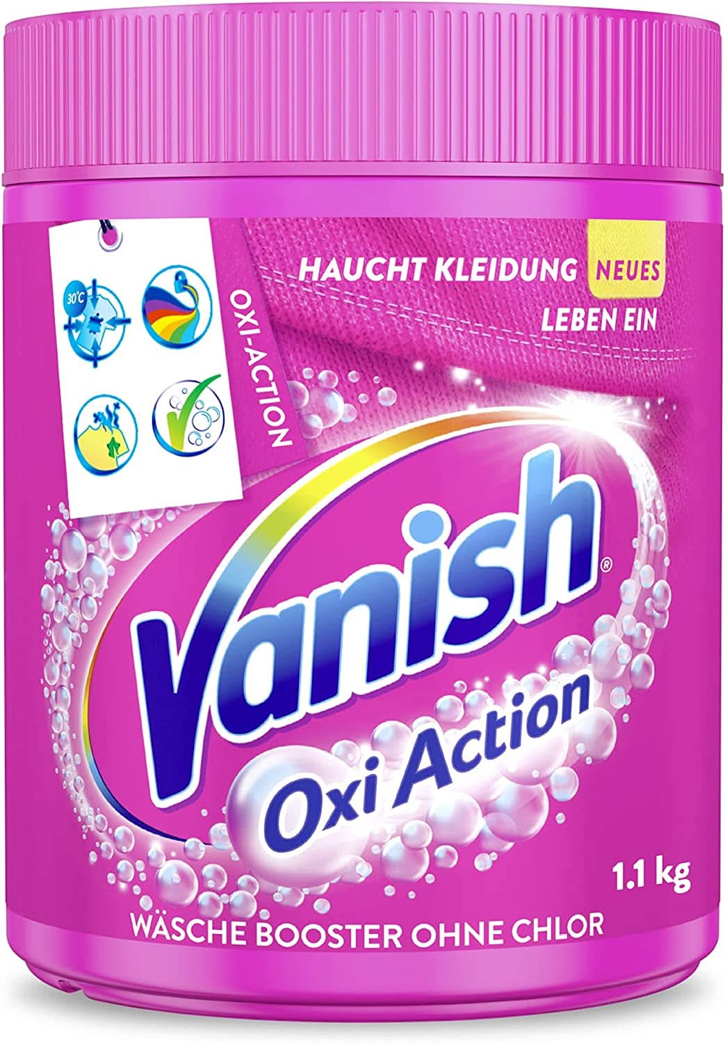 Vanish Oxi Action Powder Pink - 1 X 1,65 Kg - prášek na odstranění skvrn a zlepšení prádla bez chlóru - na barevné prádlo Prací prostředky Naty Shop