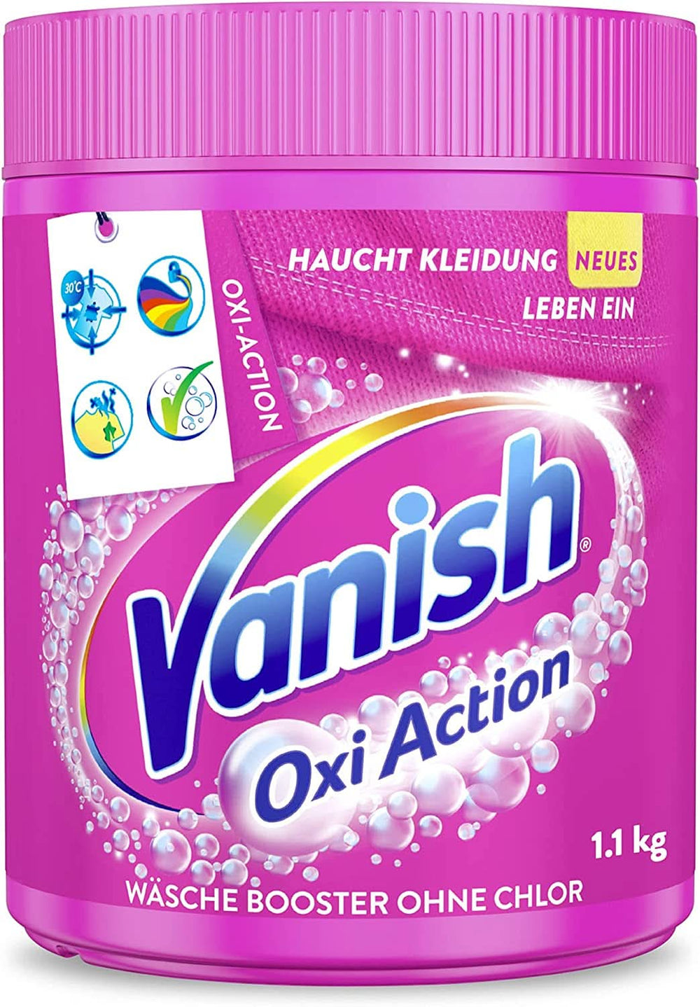 Vanish Oxi Action Powder Pink - 1 X 1,65 Kg - prášek na odstranění skvrn a zlepšení prádla bez chlóru - na barevné prádlo Prací prostředky Naty Shop