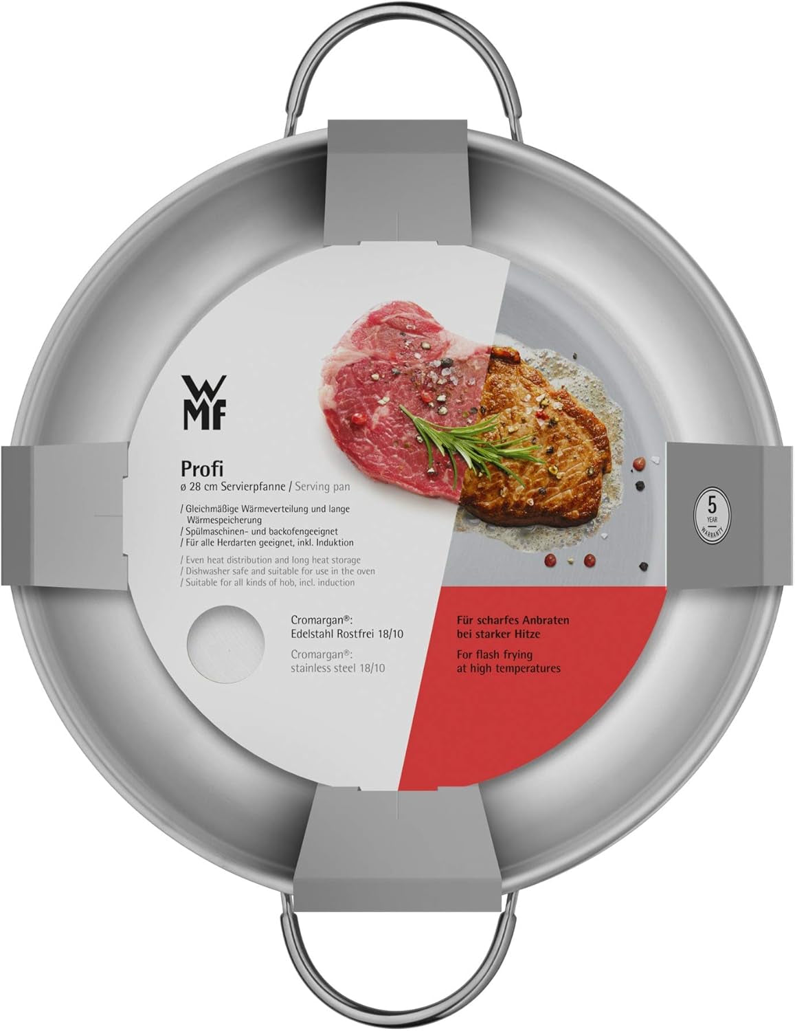 WMF Profi servírovací/pečící pánev 28 cm indukce, nerezová pánev Cromargan, nezakryté hrnce a pánve Naty Shop