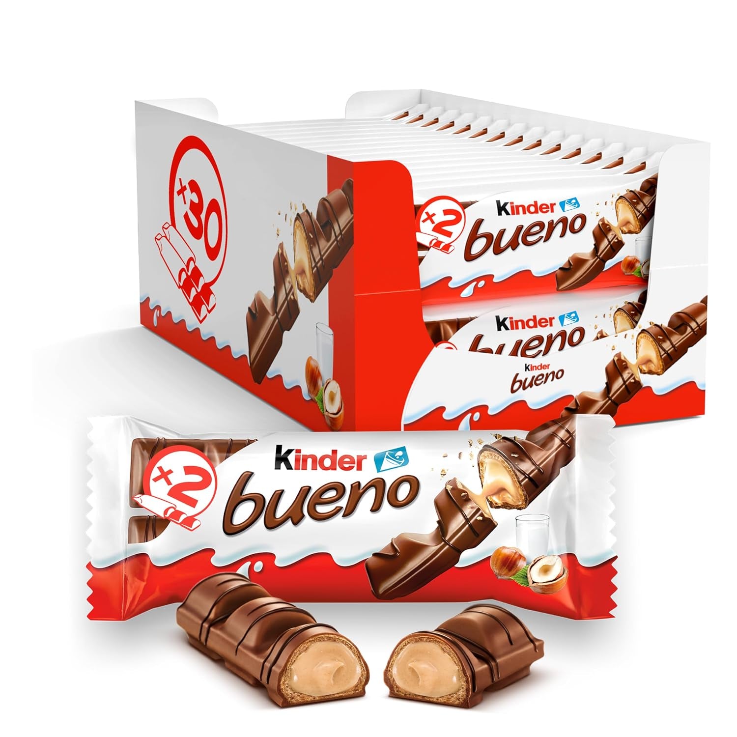 Kinder Bueno Mini – křupavé oplatkové čokoládové tyčinky, mléčná smetana a lískové oříšky a jemná mléčná čokoláda – karnevalové pochoutky – 1 sáček mini jednotlivě balených tyčinek (1 x 108 g)