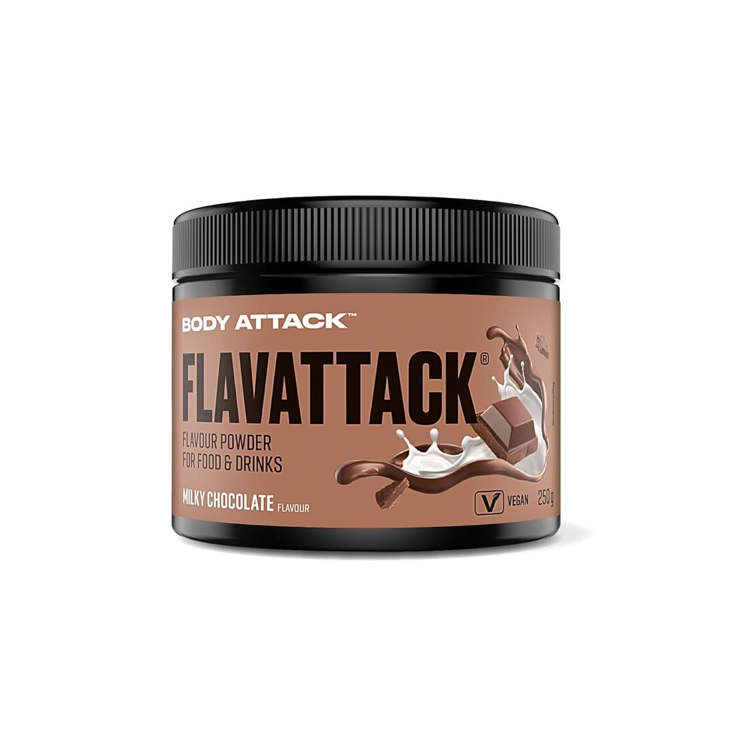 Body Attack Flavattack®, Double Choc Brownie, 250G / 83 porcí Příchutě Naty Shop 250 gramů Mléčná čokoláda