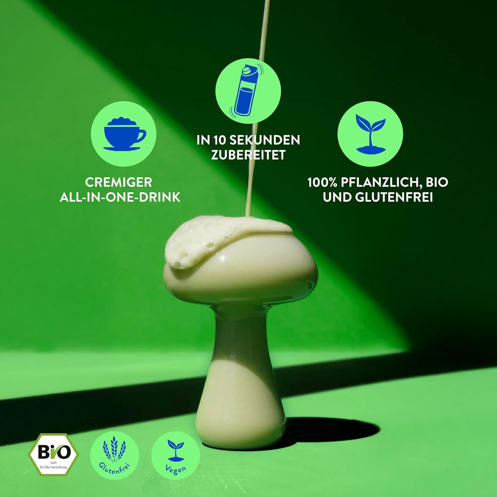 Blue Farm Bio Matcha Oat Latte auf Haferbasis ohne Zuckerzusatz - Mit dem Vitalpilz Lion's Mane - Vegan - bez laktózy a lepku (300 g, Matcha)
