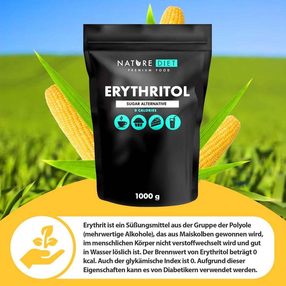 Nature Diet - Erythritol 2 X 1000 G | Přírodní sladidlo | Nula kalorií | Náhradní sladidla Naty Shop