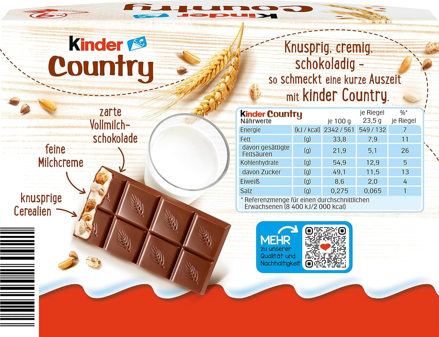 Tyčinky Kinder Country, 9 tyčinek, 212 g