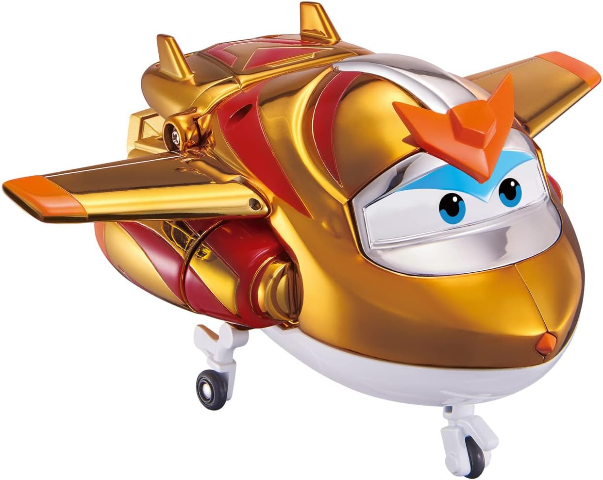 Super Wings EU750231 - Avion transformabil Golden Boy, aprox. 20,5 cm, figurină mare de joacă pentru copii, avion de jucărie transformabil și figurină robot Action figures Naty Shop
