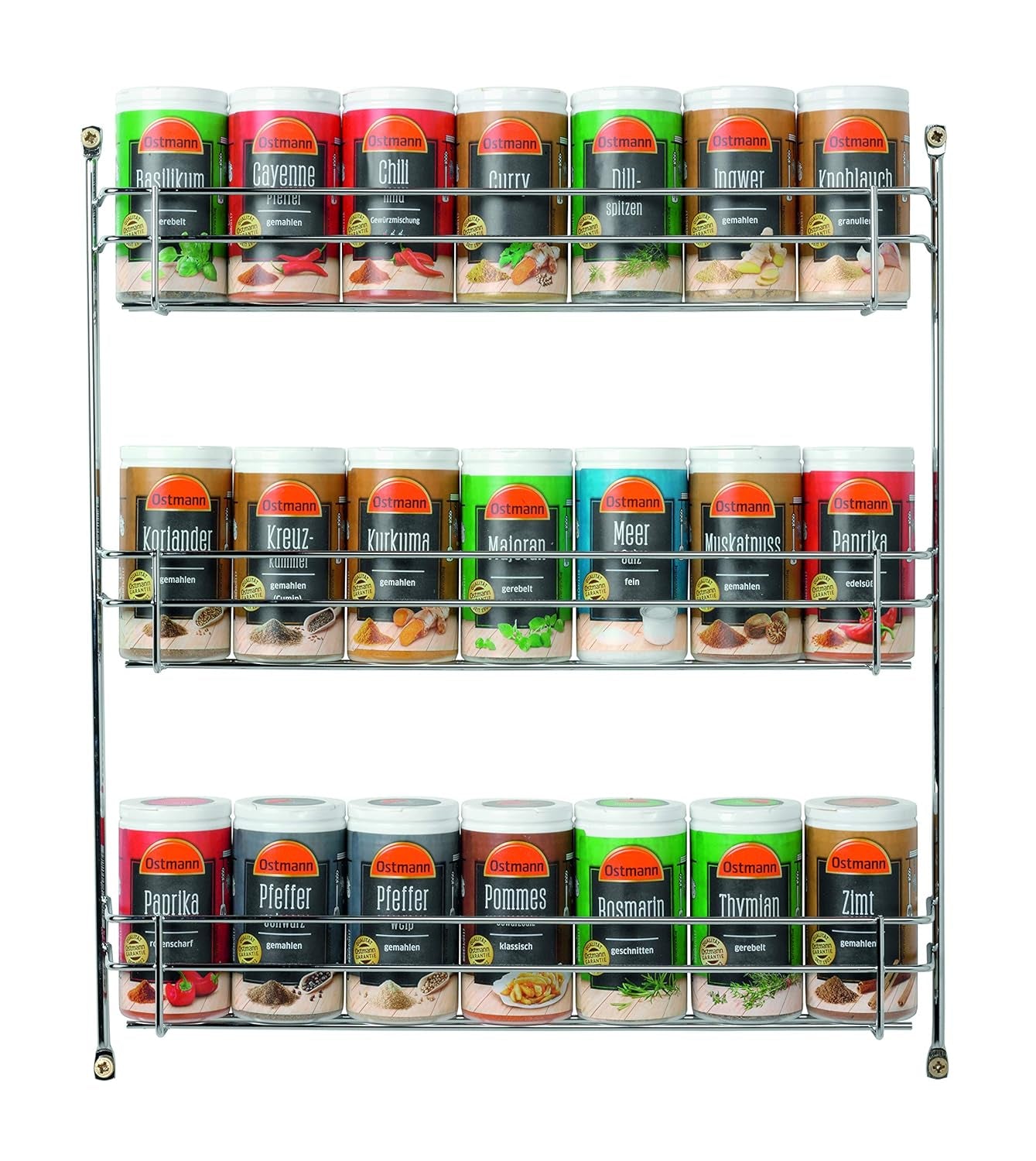 Ostmann Gewürze - gefülltes Gewürzregal mit 21 Gewürzdosen | Set aus Gewürze, Kräuter, Gewürzmischungen | zum Aufhängen | pro Schranktür | Sní: 1 kus