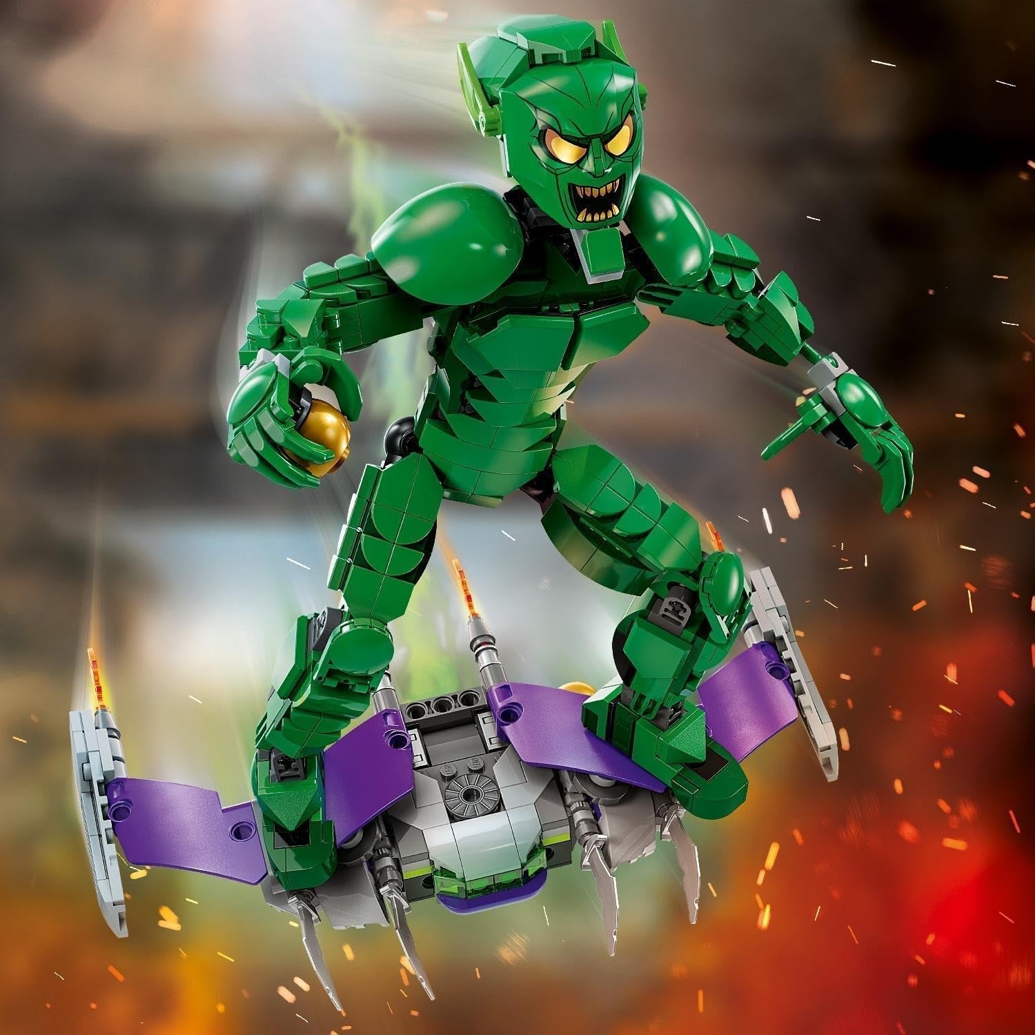 LEGO Marvel figurka zeleného skřítka, pohyblivá stavebnice Super padouch pro děti 8+, chlapci a dívky, vesmírná sada Spider-Man s posuvníky a dýňovými bombami, nápad na dárek pro superhrdinu 76284 Stavebnice Besuche den LEGO-Store