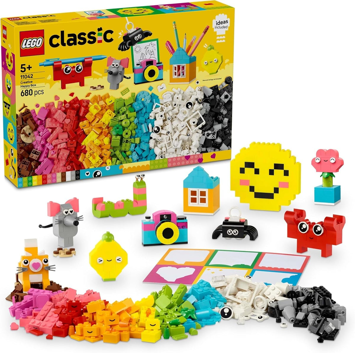 LEGO Classic Creative Fun Box, Barevné kostky na stavění pro nápadité hraní rolí, Stavebnice pro začátečníky, Hračky pro dívky a chlapce od 5 let, Přestavitelné modely 11042 Stavebnic Besuche den LEGO-Store Výchozí název