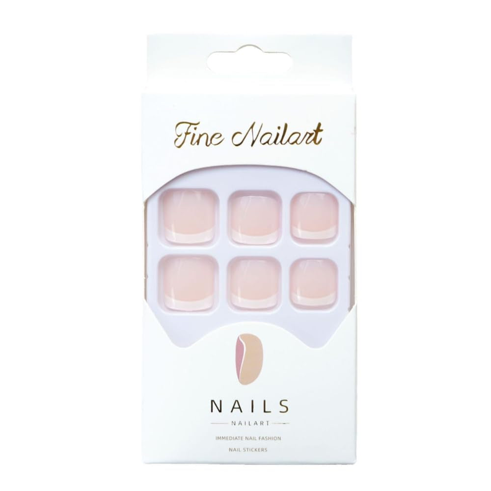 24 bucăți unghii artificiale, roz franțuzesc, alb, unghii artificiale, vârf scurt, pătrate cu lipici, accesorii pentru femei sau fete, idee de cadou pentru Crăciun, nuntă, Ziua Mamei