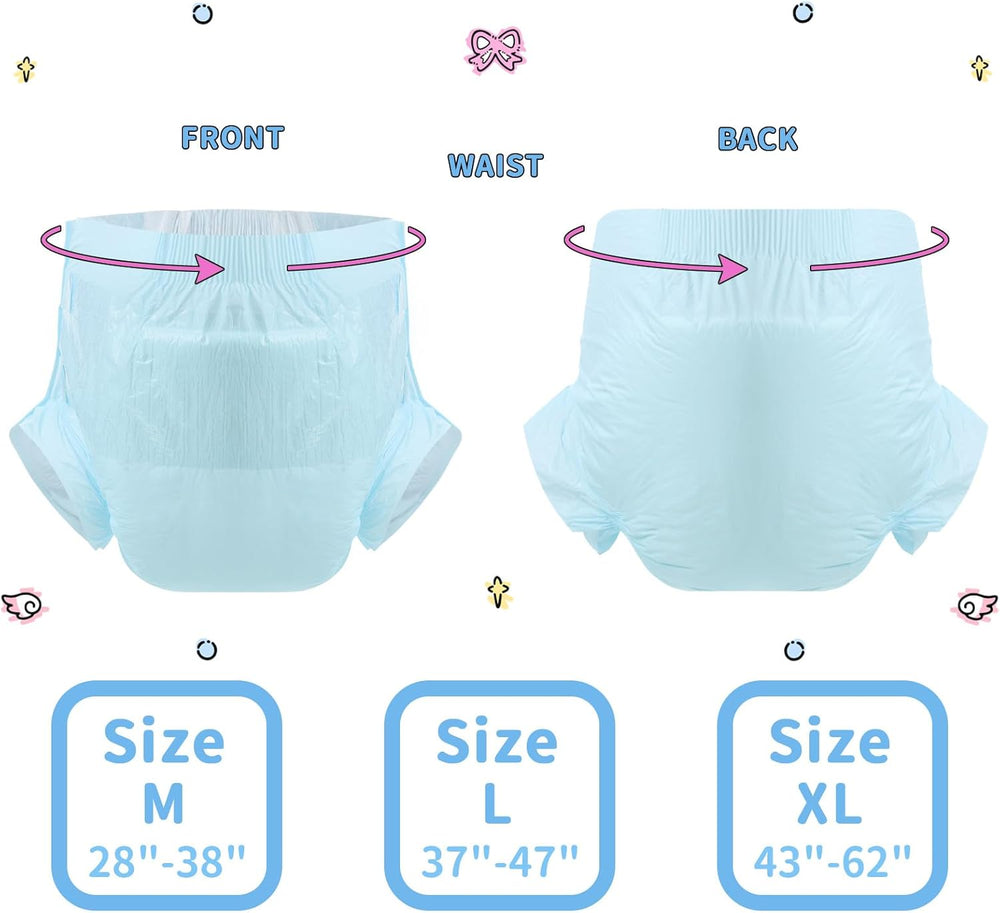 Plenky pro dospělé CutiePlusU, suchý povrch, maximální savost přes noc, jednorázová inkontinenční plenka - modrá, 2 balení (střední 71-96 cm)