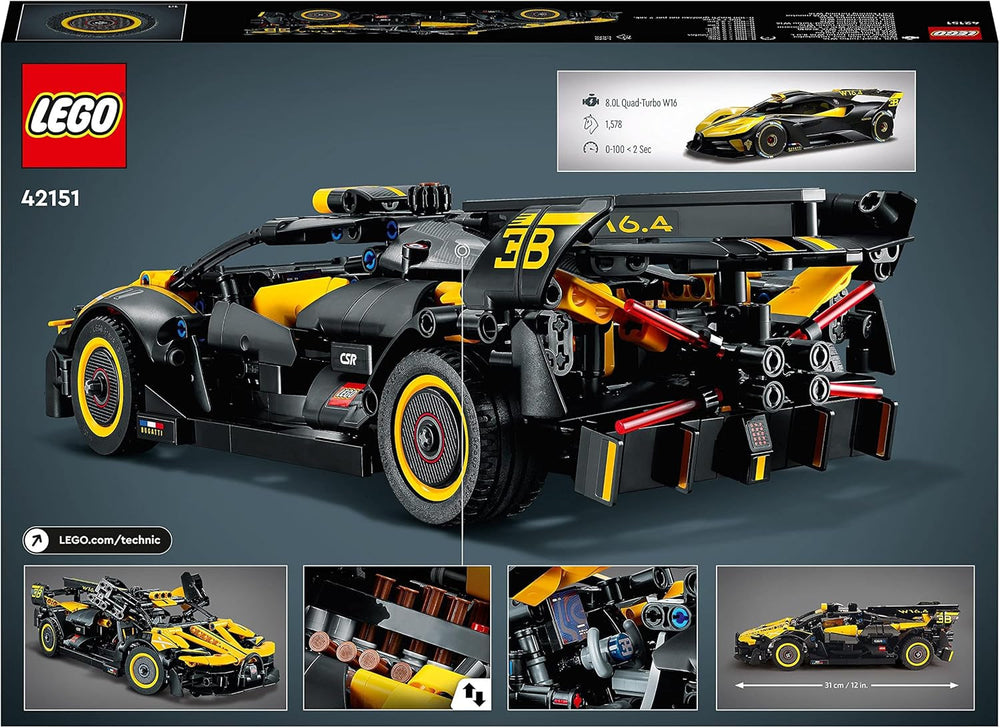 LEGO Technic Bugatti závodní auto, stavebnice modelu auta, hračka sportovního auta, ikonická sběratelská sada aut, stavebnice od 9 let 42151 stavebnic Besuche den LEGO-Store