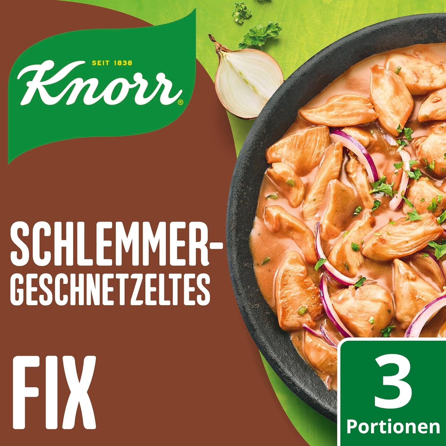Knorr Fix Würzmischung Schlemmer-Geschnetzeltes für ein leckeres Fleischgericht ohne geschmacksverstärkende Zusatzstoffe 43 g 1 kus