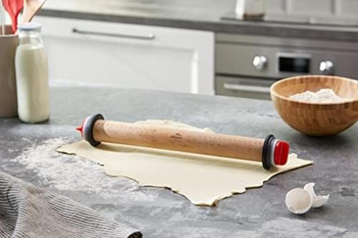 67142 Teigroller Buchenholz 34 cm s Weinringem, Holz, Hnědý, 42 x 6 x 6 cm