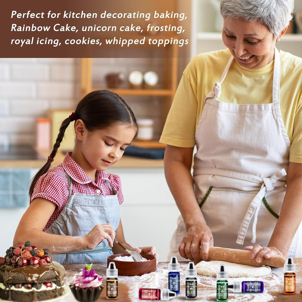 Colorant alimentar liposolubil pentru ciocolată - 10 culori coloranți alimentari pe bază de ulei pentru fondant, copt, prăjituri, fursecuri - colorant alimentar lichid fără aromă pentru unt de cacao, prăjituri, cremă de unt - 6 ml fiecare