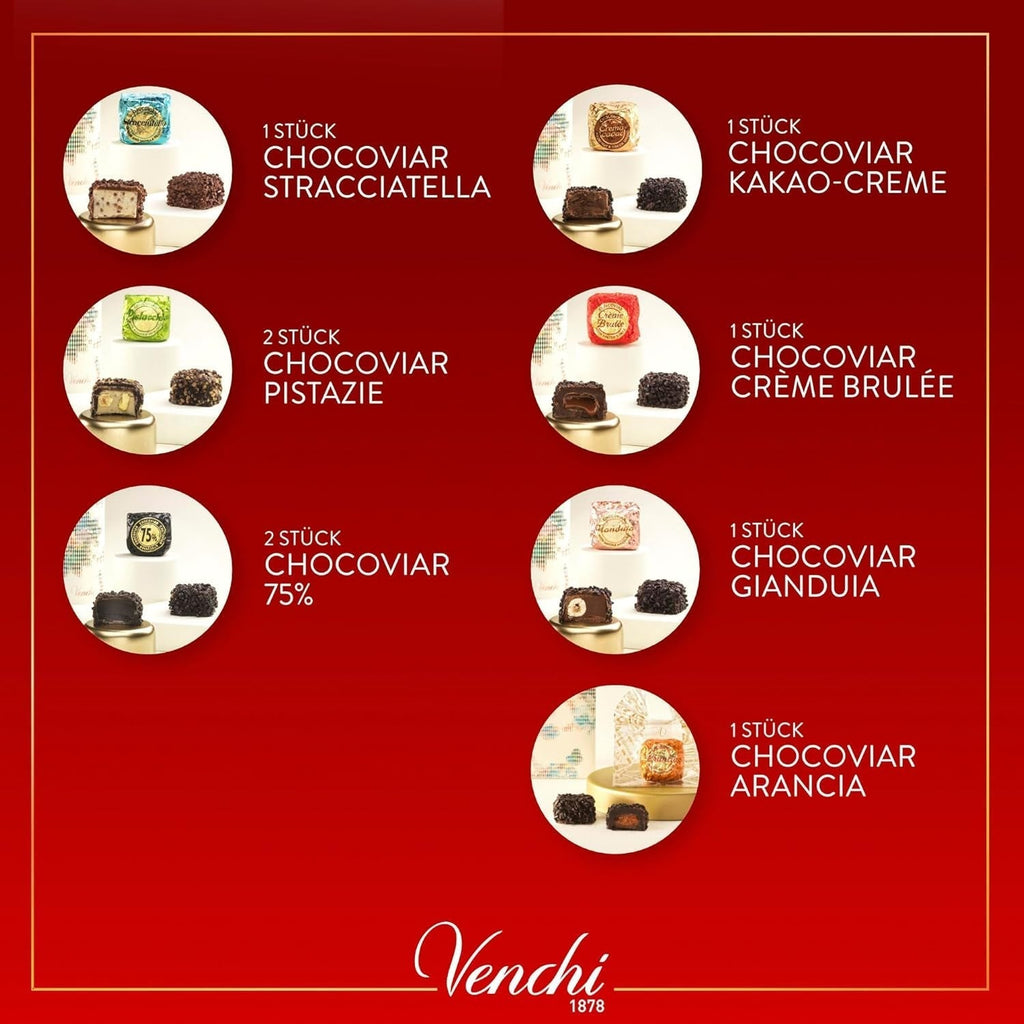 Venchi - Christmas Collection - Cutie cadou cu diverse tablete de ciocolată și ciocolată Chocoviar Bomboane de Ciocolata Naty Shop