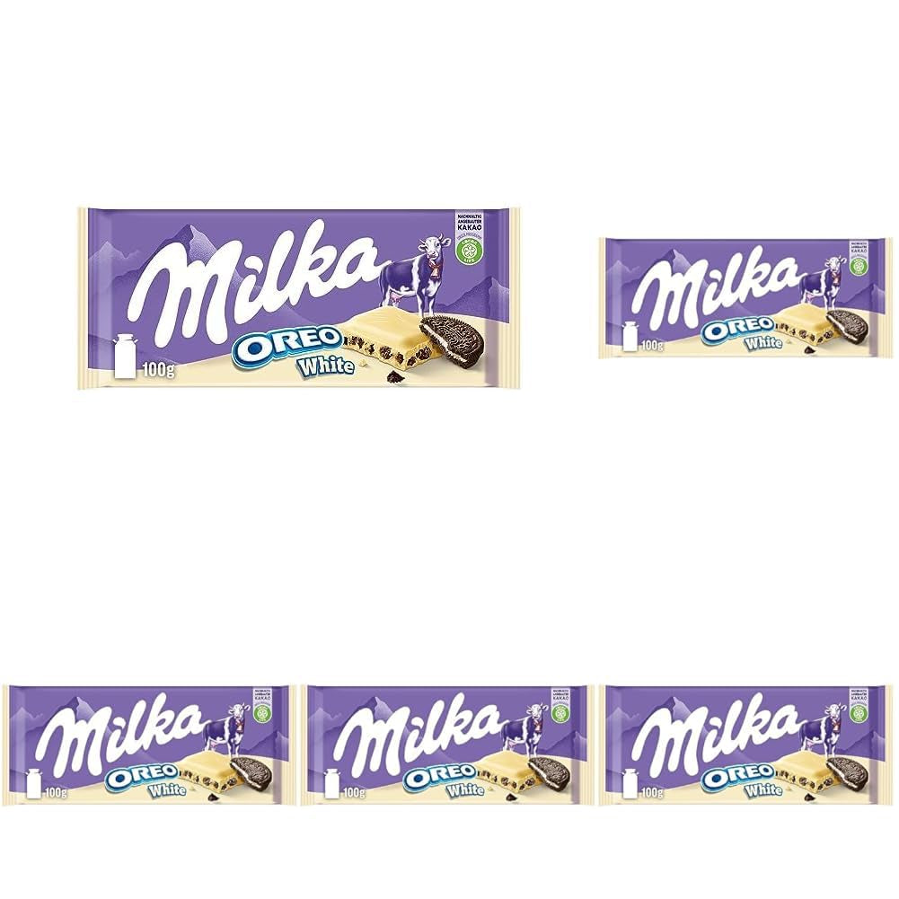 Milka Oreo Sandwich – čokoláda z alpského mléka, plněná křupavými kousky Oreo sušenek a jemným vanilkovým krémem – 92g