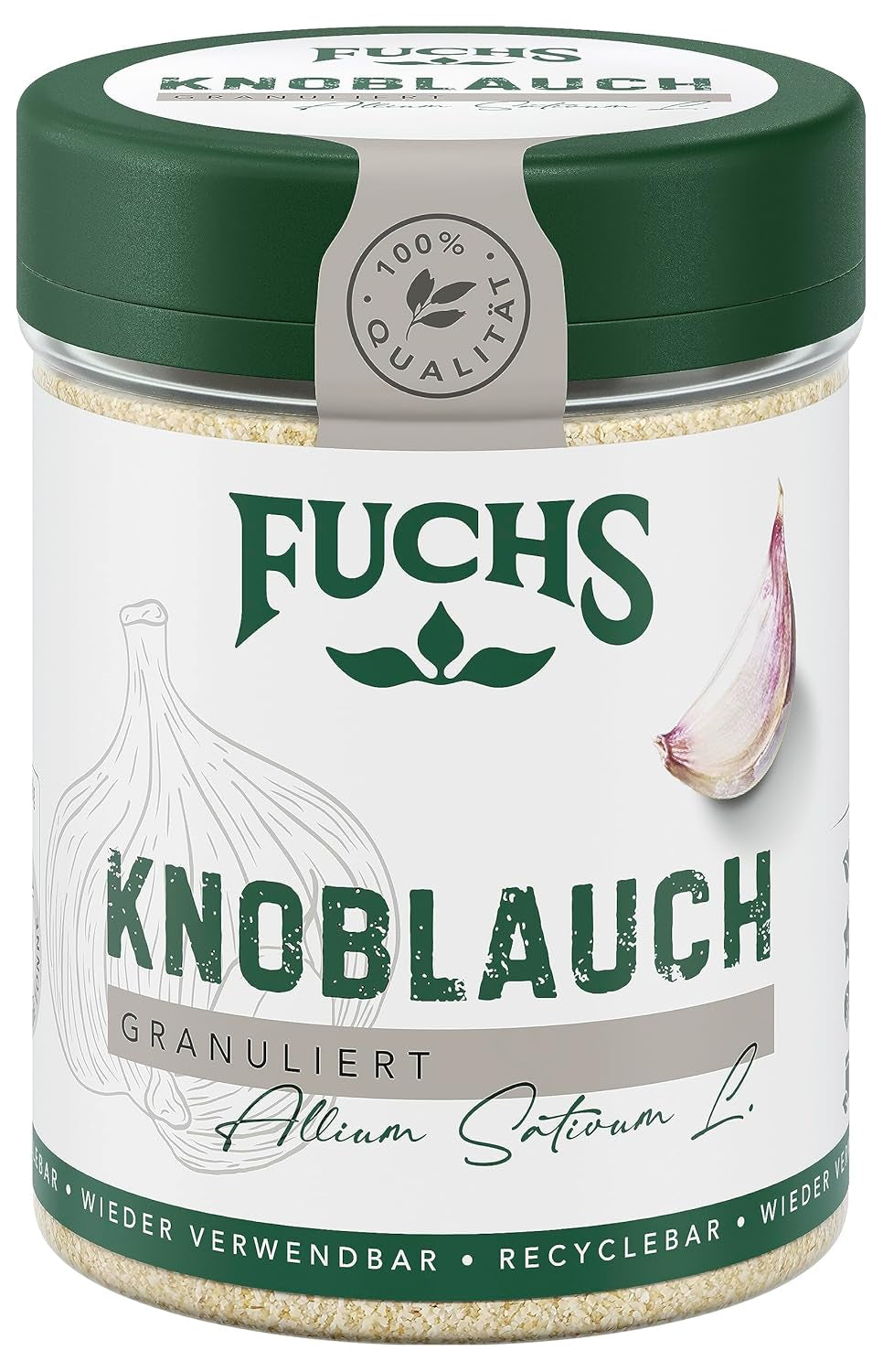 Fuchs Gewürze - Česnek granulovaný - würzig-zwiebliger Geschmack für Tzatziki, Knoblauchbutter nebo Gemüsegerichte - přírodní složky - 85 g v wiederverwendbarer, recyclebarer Dávka