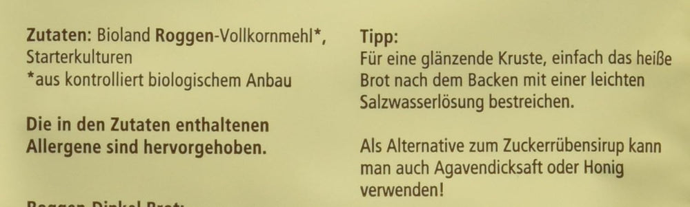 Lecker'S Bio Vollkorn Sauerteig (10 X 30 G) Směs na pečení a vaření Naty Shop