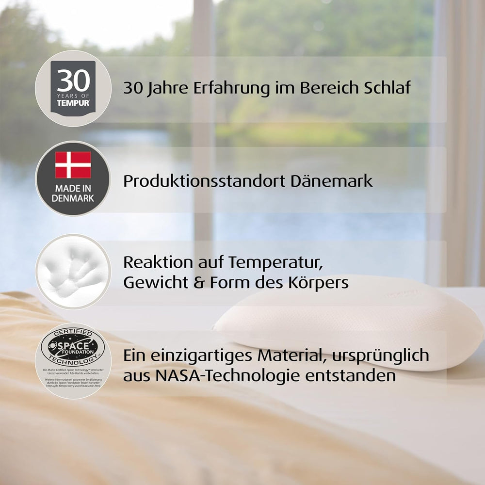 Pernă din spumă cu memorie TEMPUR Sonata, pernă ergonomică de susținere a gâtului pentru dormit pe spate și lateral, fermă, M (61 X 40 X 11 Cm) Perne standard Naty Shop