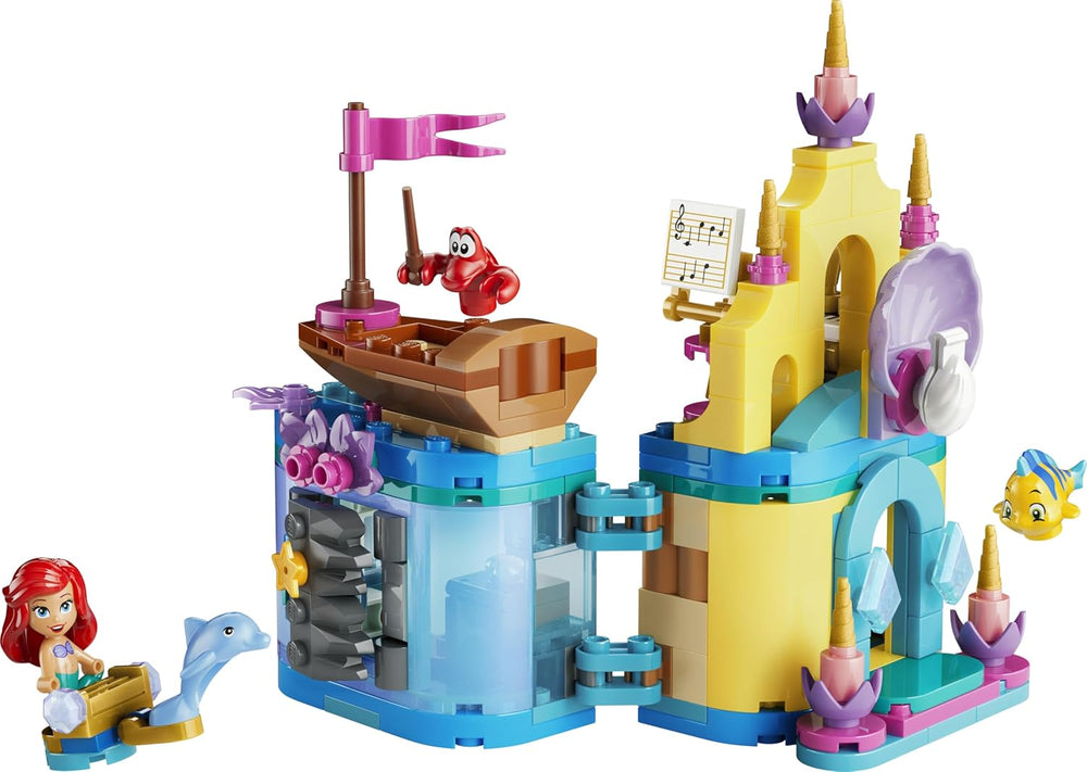 LEGO ǀ Disney Princezna Arielles Kouzelný mini hrad - Spielzeug Schloss aus Die kleine Meerjungfrau mit Einer Micro Puppe, Tierfiguren Sebastian & Fabius - Geschenk für Mädchen ab 5 Jahren - 43285