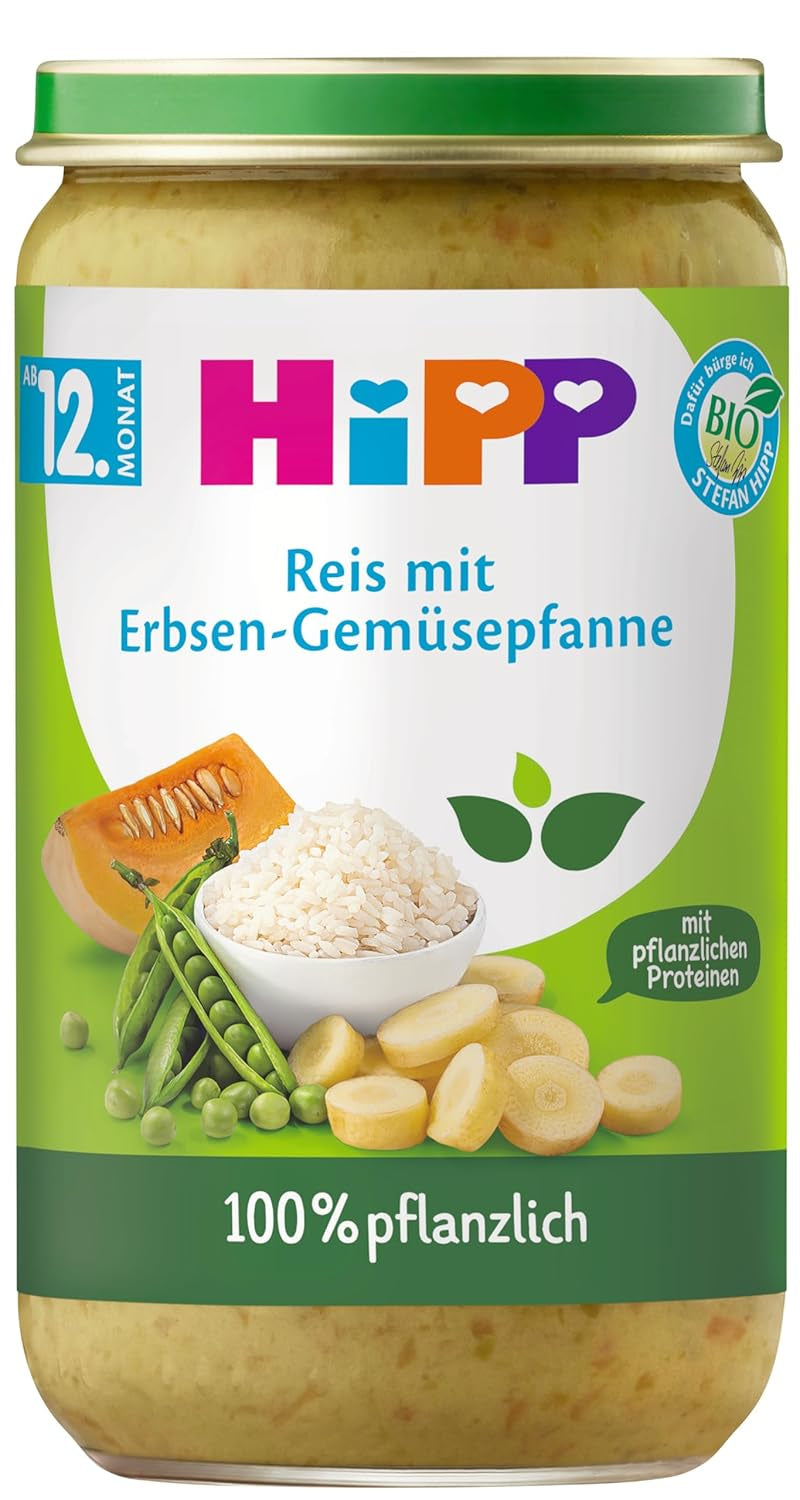 Hipp 100% rostlinné menu od 12 měsíců Matka a dítě Naty Shop 250 gramů Rýže a zelenina s hráškem