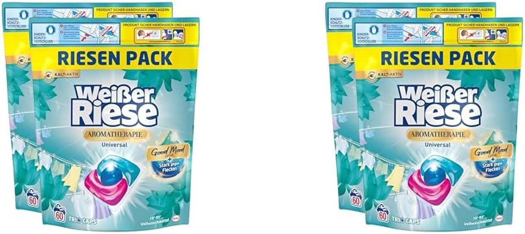 White Giant Universal Trio-Caps Aromatherapy Floral Sensation (120 praní), Lotus Prací prostředek, Intenzivně vonící Heavy Duty Prací prostředek Naty Shop Prací prostředky 2 x 120 ks