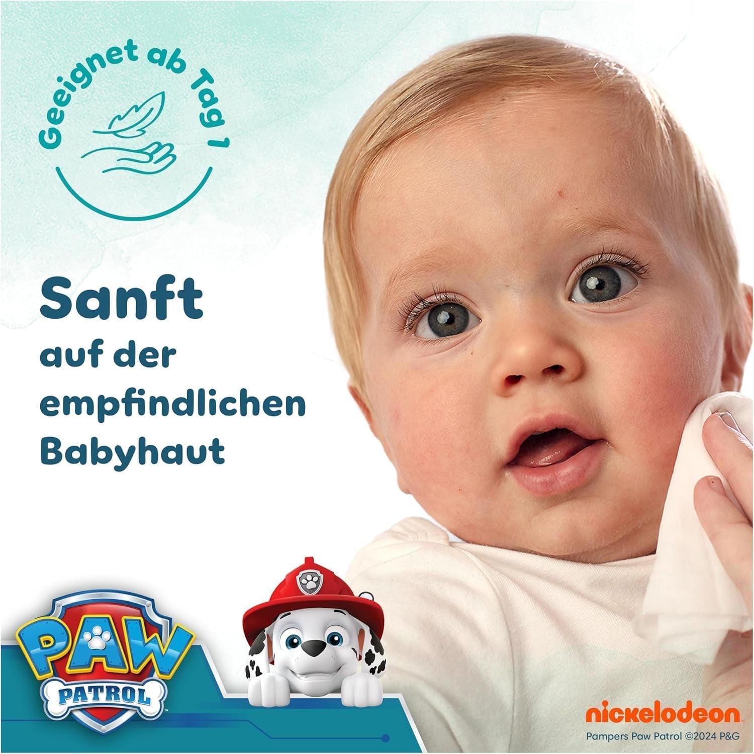 Pampers Harmony Aqua dětské ubrousky Paw Patrol 15 balení 48 ubrousků 720 dětských ubrousků pomáhá obnovit přirozenou rovnováhu pH pokožky lehké mléko 99 % vody
