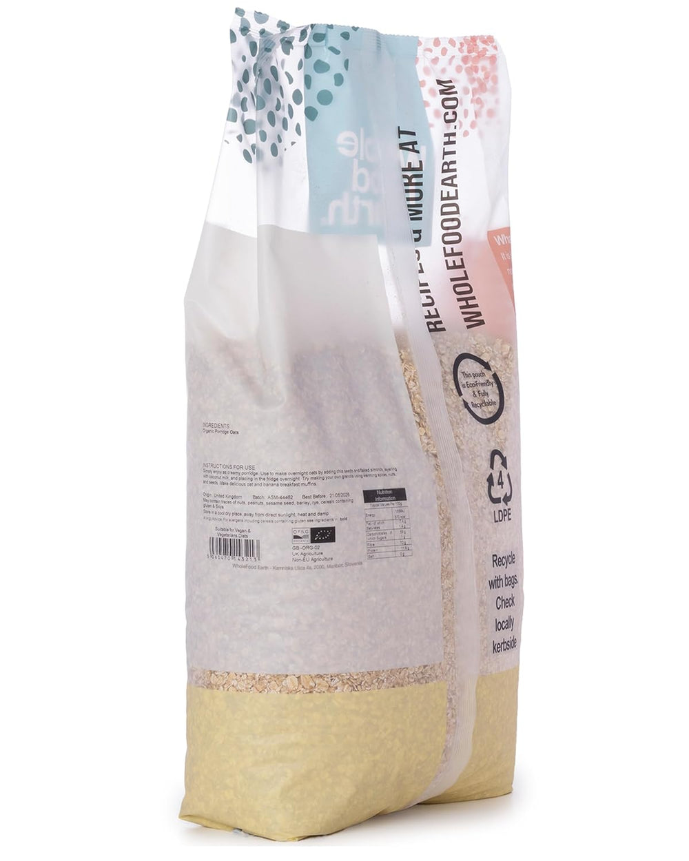 Wholefood Earth - BIO ovesná kaše 3 kg | Bez GMO | Vegan | Bohaté na vlákninu