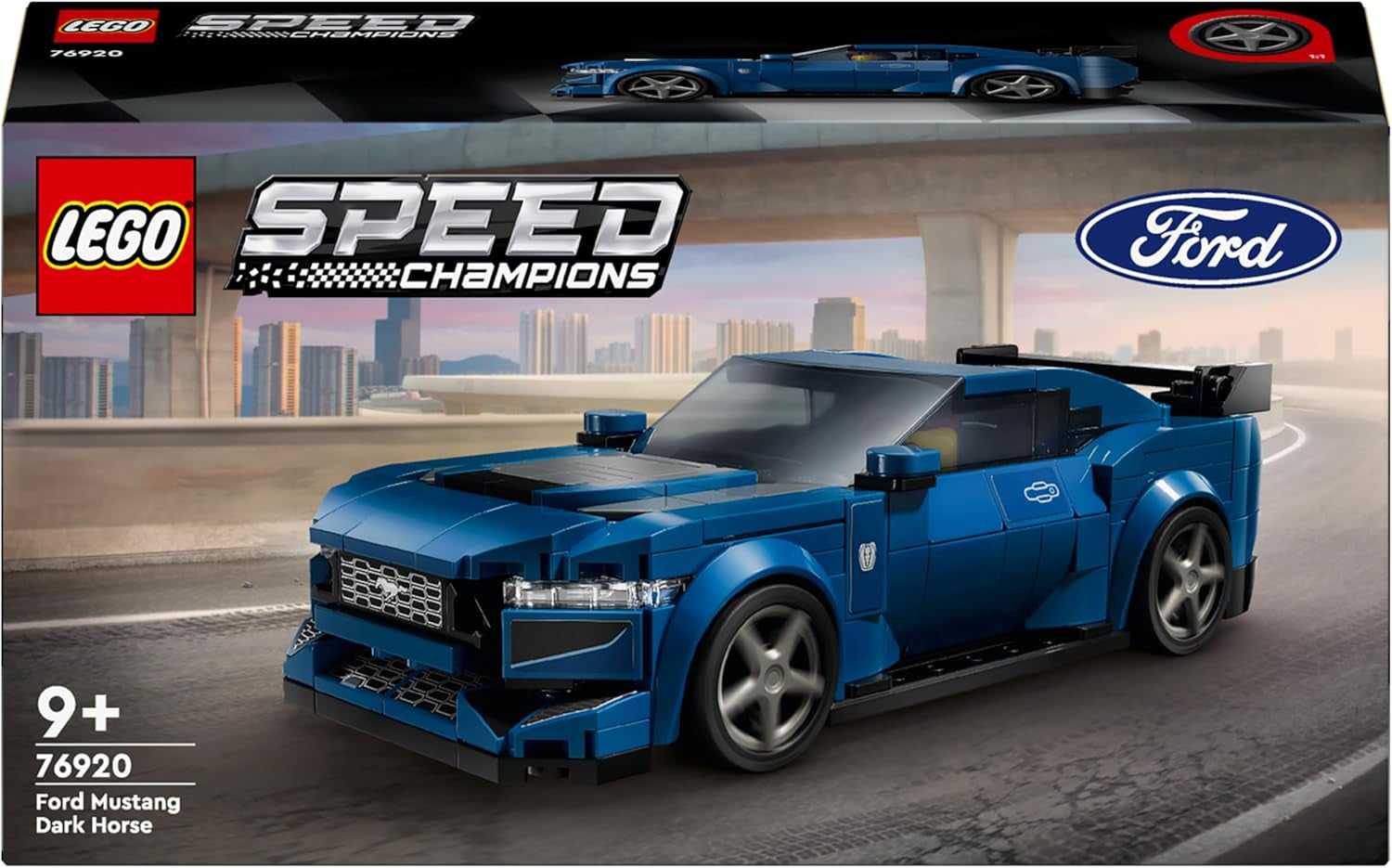 LEGO Speed Champions Minifigurky sportovních aut Ford Mustang Dark Horse Hračka pro děti ke stavění, hraní a vystavování, dárek pro chlapce, dívky a fanoušky aut 9 let staré 76920 Stavebnice Besuche den LEGO-Store
